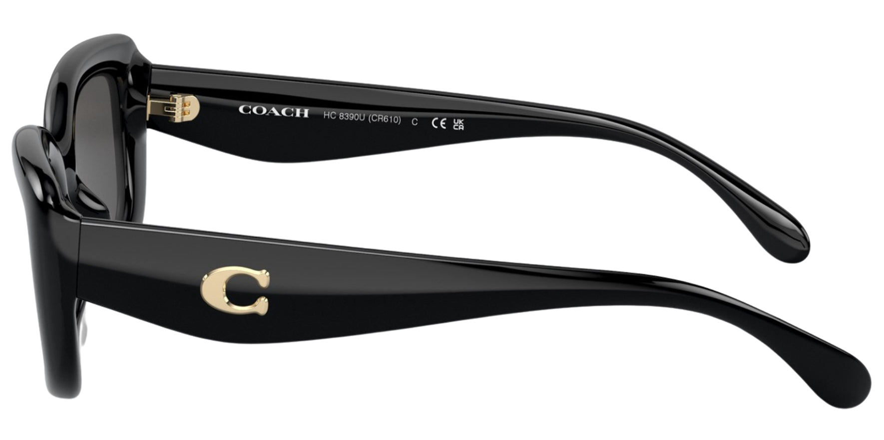 Coach Women Shiny Black Pillow Rectangle Sunglasses HC8390U-500287 Grey Lens 51mm
