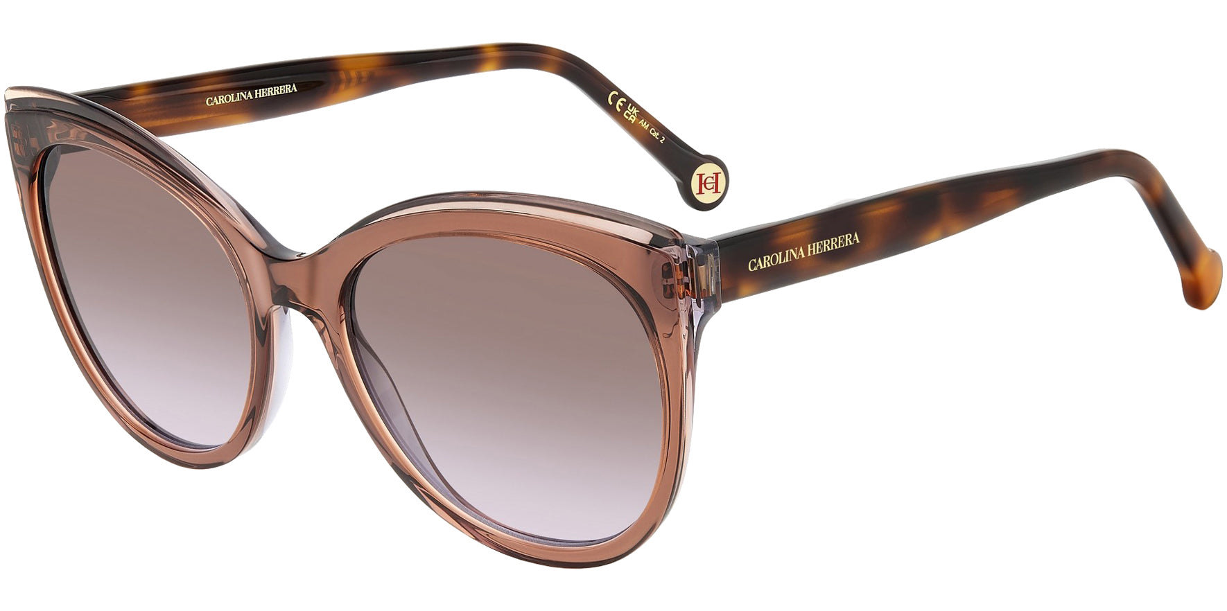 Carolina Herrera Women Brown Violet Cat Eye Sunglasses HER0175S-0NUX-QR Brown Grey Gradient Lens 57mm