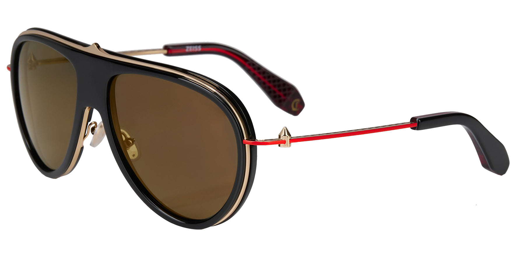 Christian Louboutin Greggo LB0004 Men Black/Pale Gold-Tone Pilot Sunglasses LB0004-01 Smoke Lens 61mm