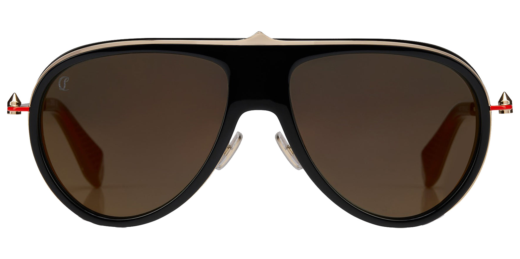Christian Louboutin Greggo LB0004 Men Black/Pale Gold-Tone Pilot Sunglasses LB0004-01 Smoke Lens 61mm