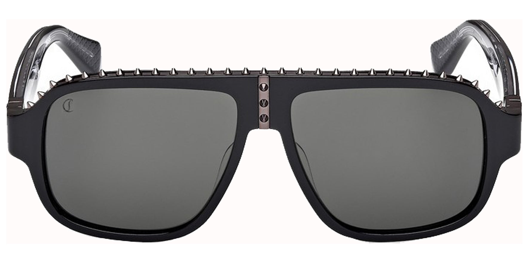 Christian Louboutin Roller LB0005 Men Shiny Black Navigator Sunglasses LB0005-01A Smoke Lens 57mm