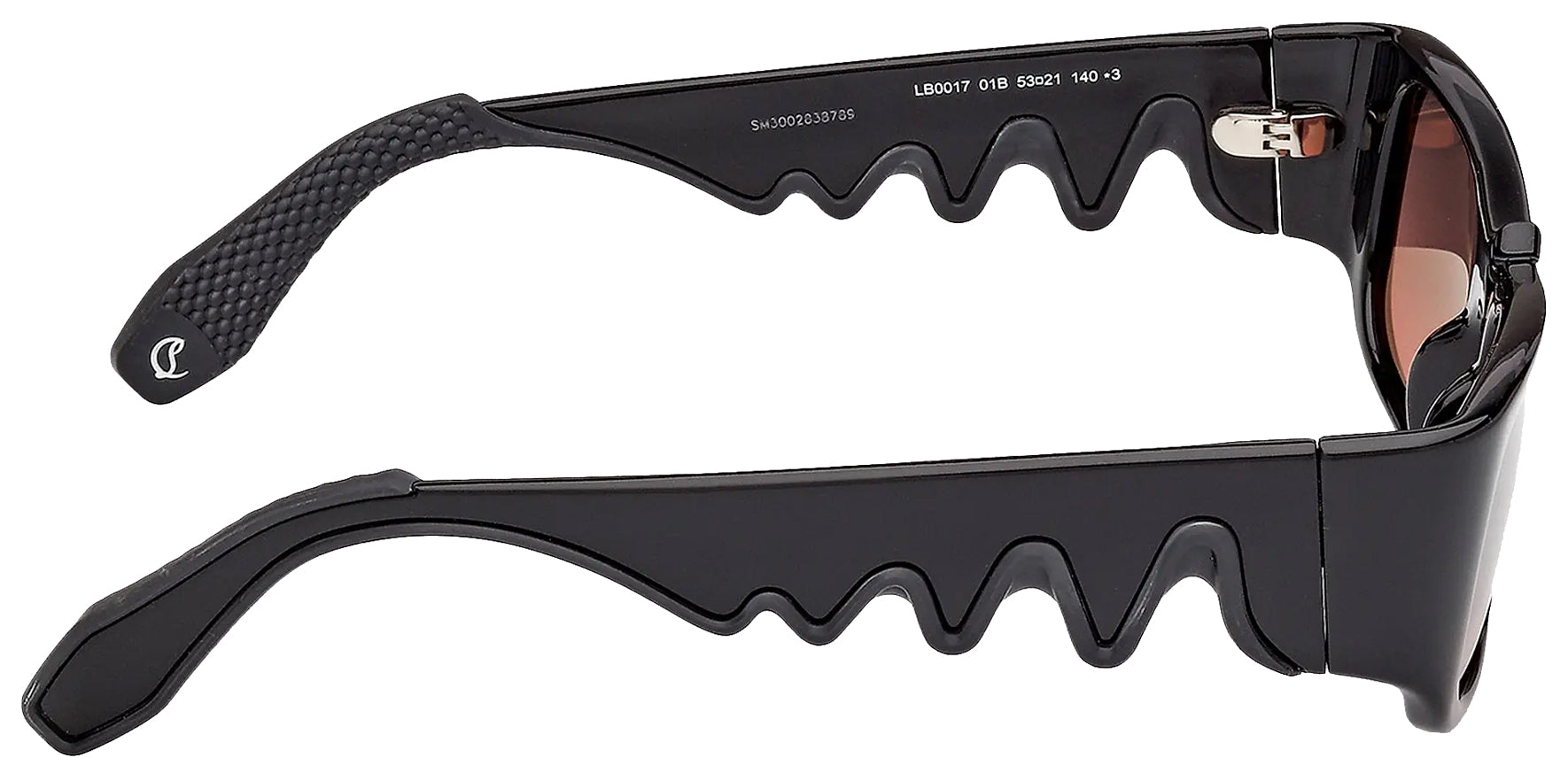 Christian Louboutin Loubishark LB0017 Men Black Rectangular Sunglasses LB0017-01B Smoke Gradient Lens 53mm