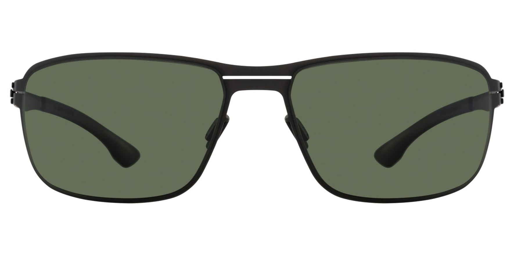 Ic! Berlin Lance Men Black Square Sunglasses M1606002002T02902DO Green Polarized Lens 65mm