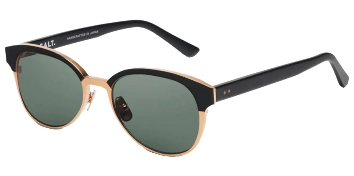 Salt Optics Madison Black Sand Honey Gold Oval Browline 