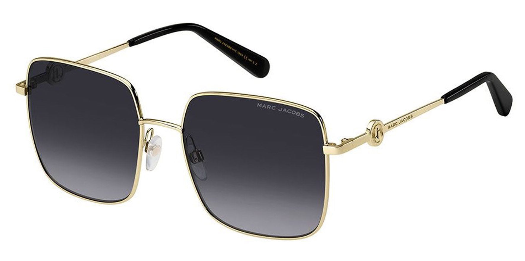 Marc Jacobs Women Gold-Tone Square Sunglasses MARC654S-0J5G-WJ Grey Gradient Polarized Lens 58mm