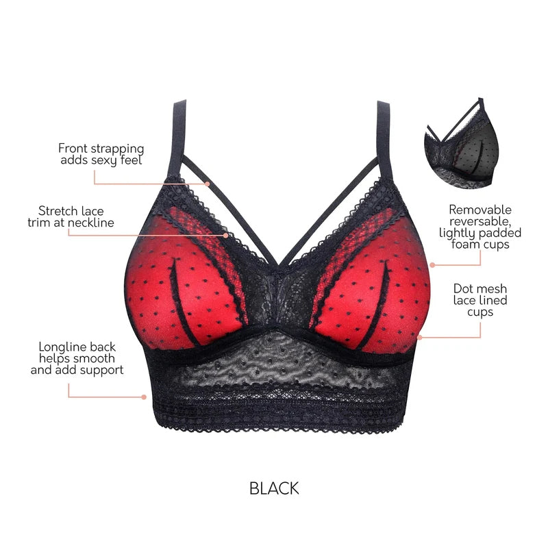 Parfait Mia Dot Wire-Free Full Bust Padded Bralette, Black - MIADOT-P6011-BLACK