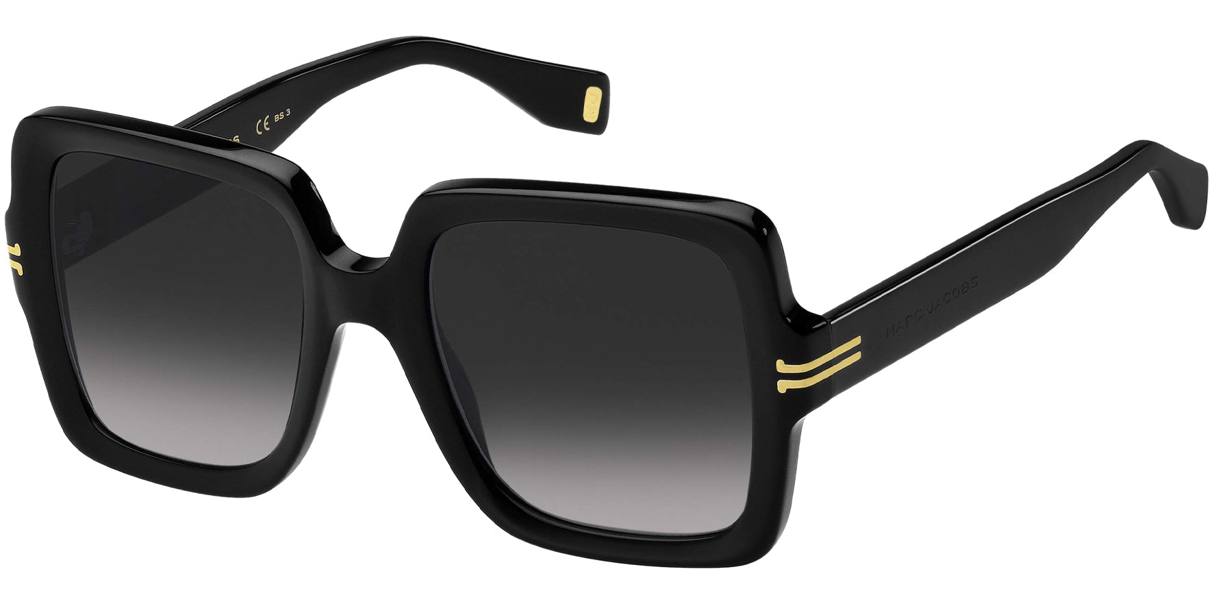Marc Jacobs Women Black Square Sunglasses MJ1034S-0RHL-9O Dark Grey Gradient Lens 51mm