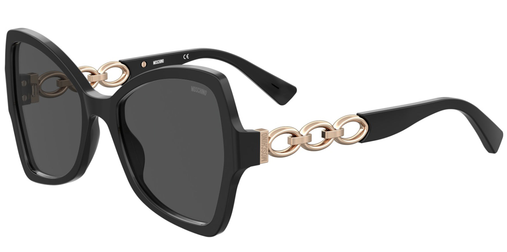 Moschino Women Black Butterfly Sunglasses w/ Chain-link Temples MOS099S-0807-IR Grey Lens 54mm