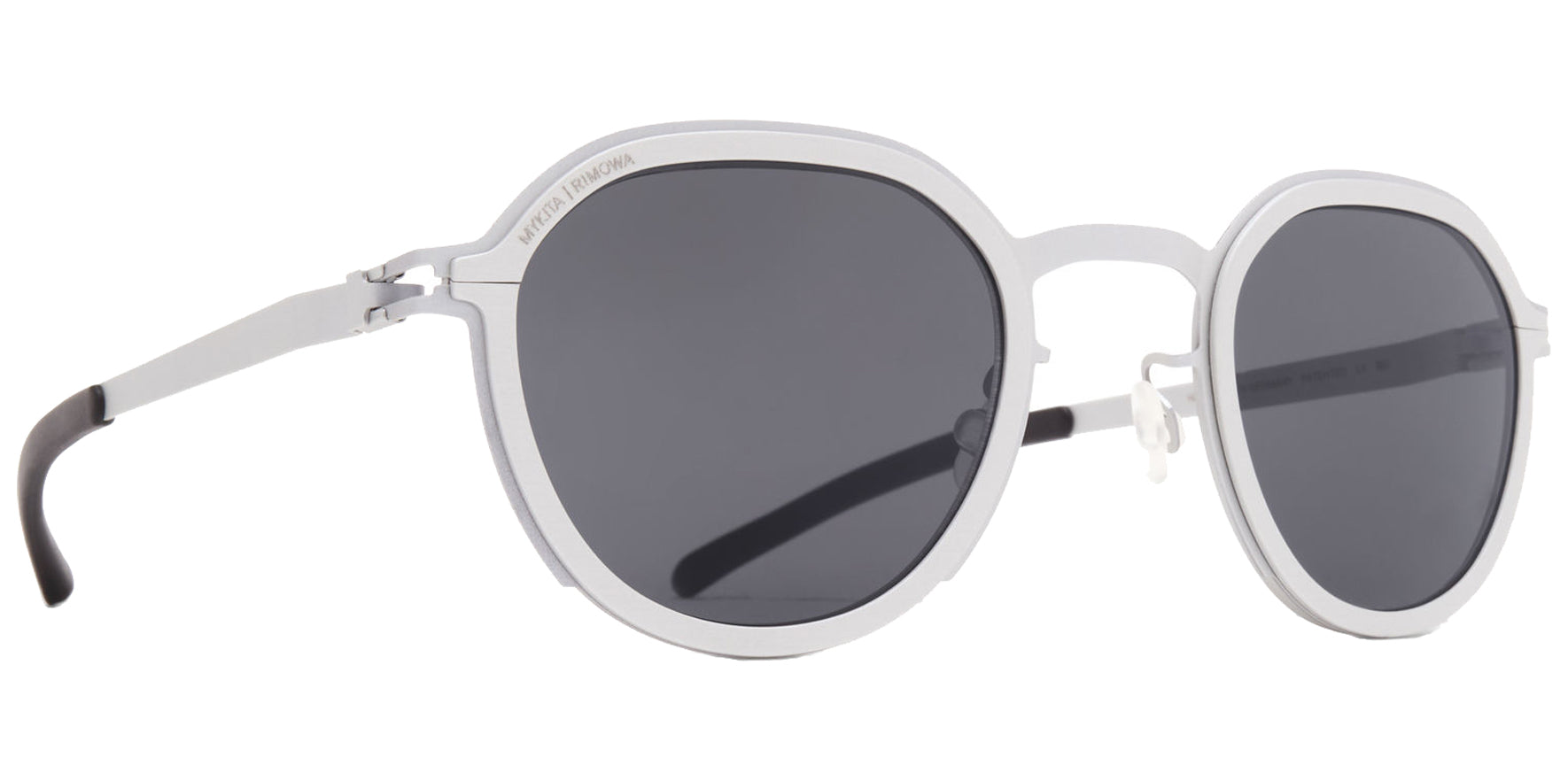 Mykita Rimowa Heritage White Silver/Silver Panto Sunglasses MR001-380 Dark Grey Solid Lens 48mm