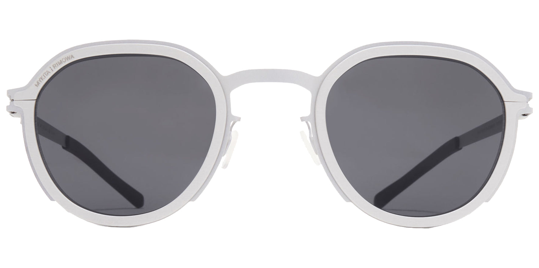 Mykita Rimowa Heritage White Silver/Silver Panto Sunglasses MR001-380 Dark Grey Solid Lens 48mm