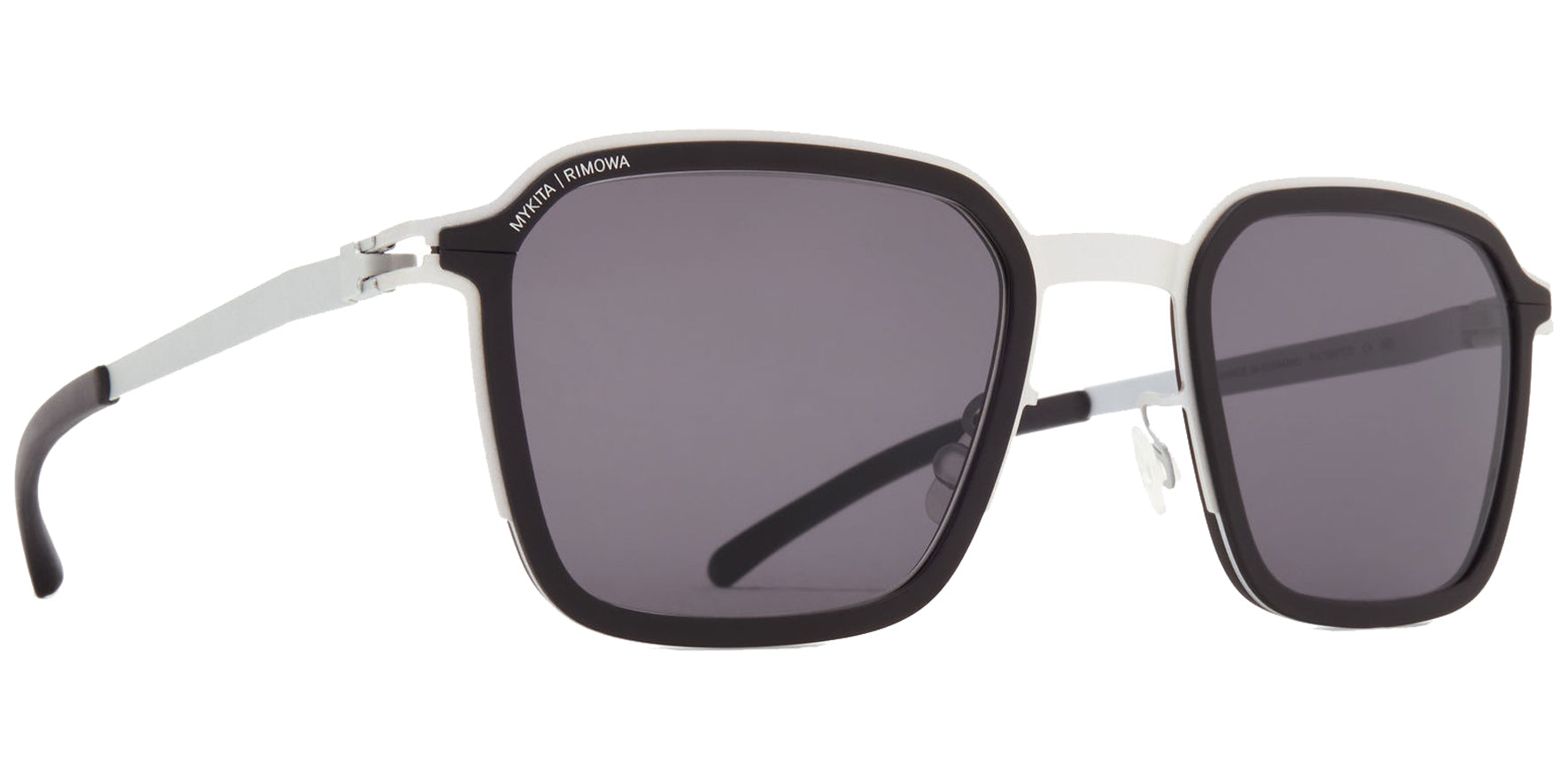 Mykita Rimowa Heritage White Silver/Black Geometric Sunglasses MR002-379 Cool Grey Solid Lens 51mm