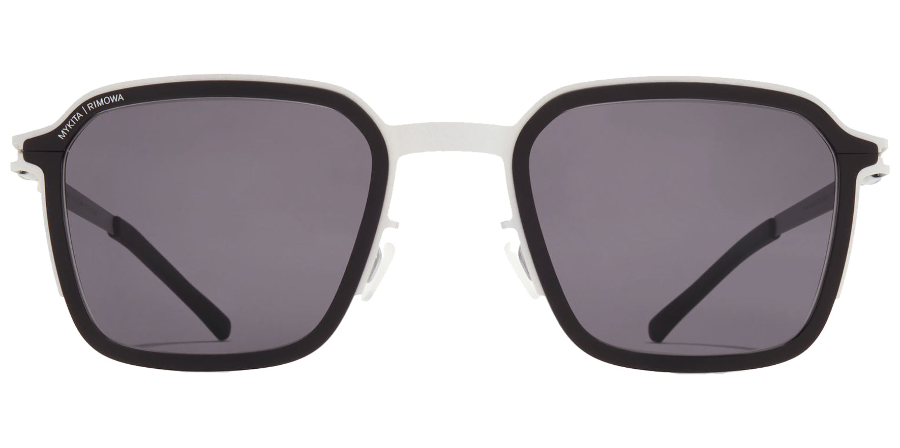 Mykita Rimowa Heritage White Silver/Black Geometric Sunglasses MR002-379 Cool Grey Solid Lens 51mm