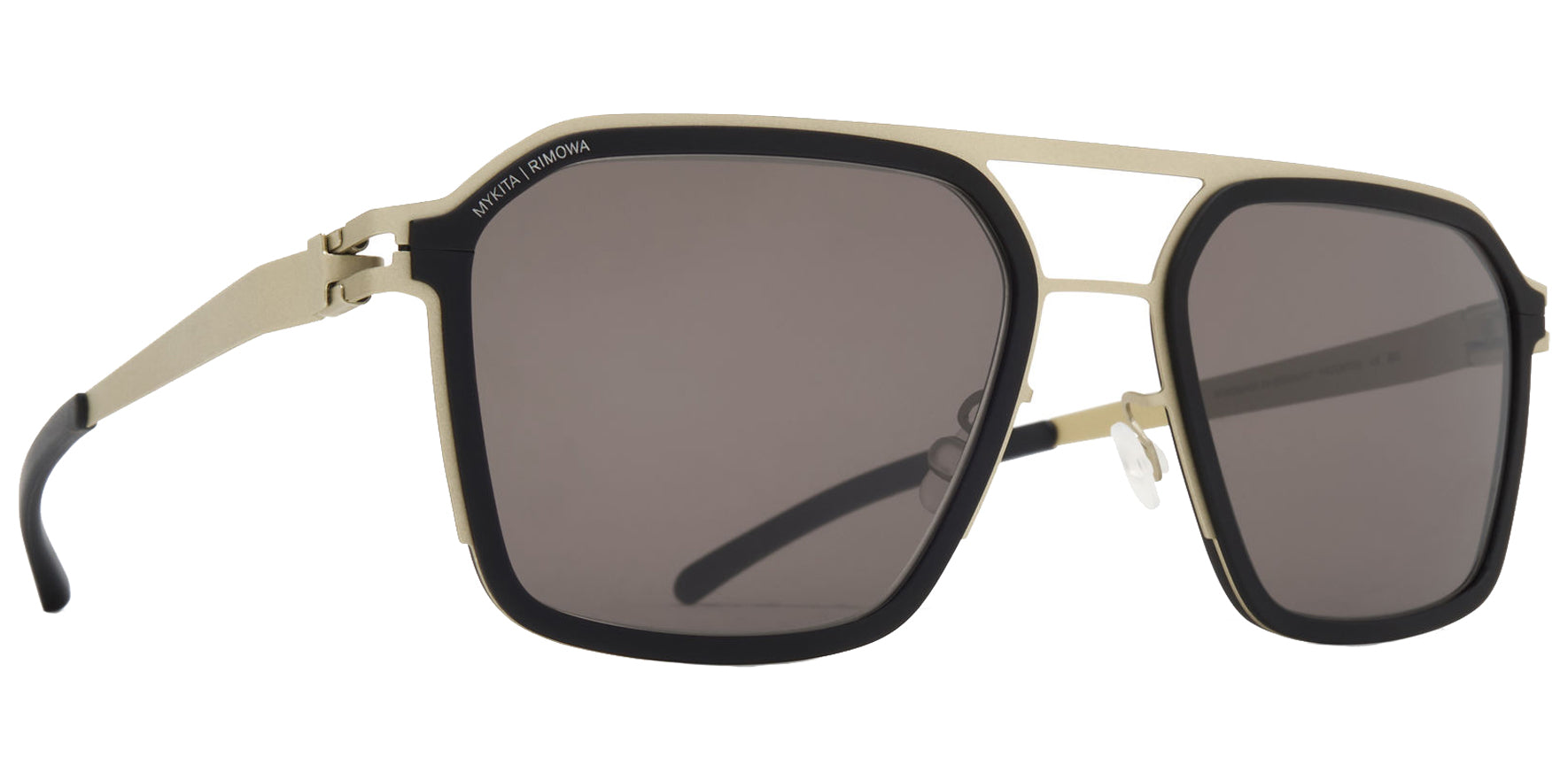 Mykita Rimowa Heritage Titan/Black Geometric Sunglasses MR002-381 Brown Solid Lens 51mm