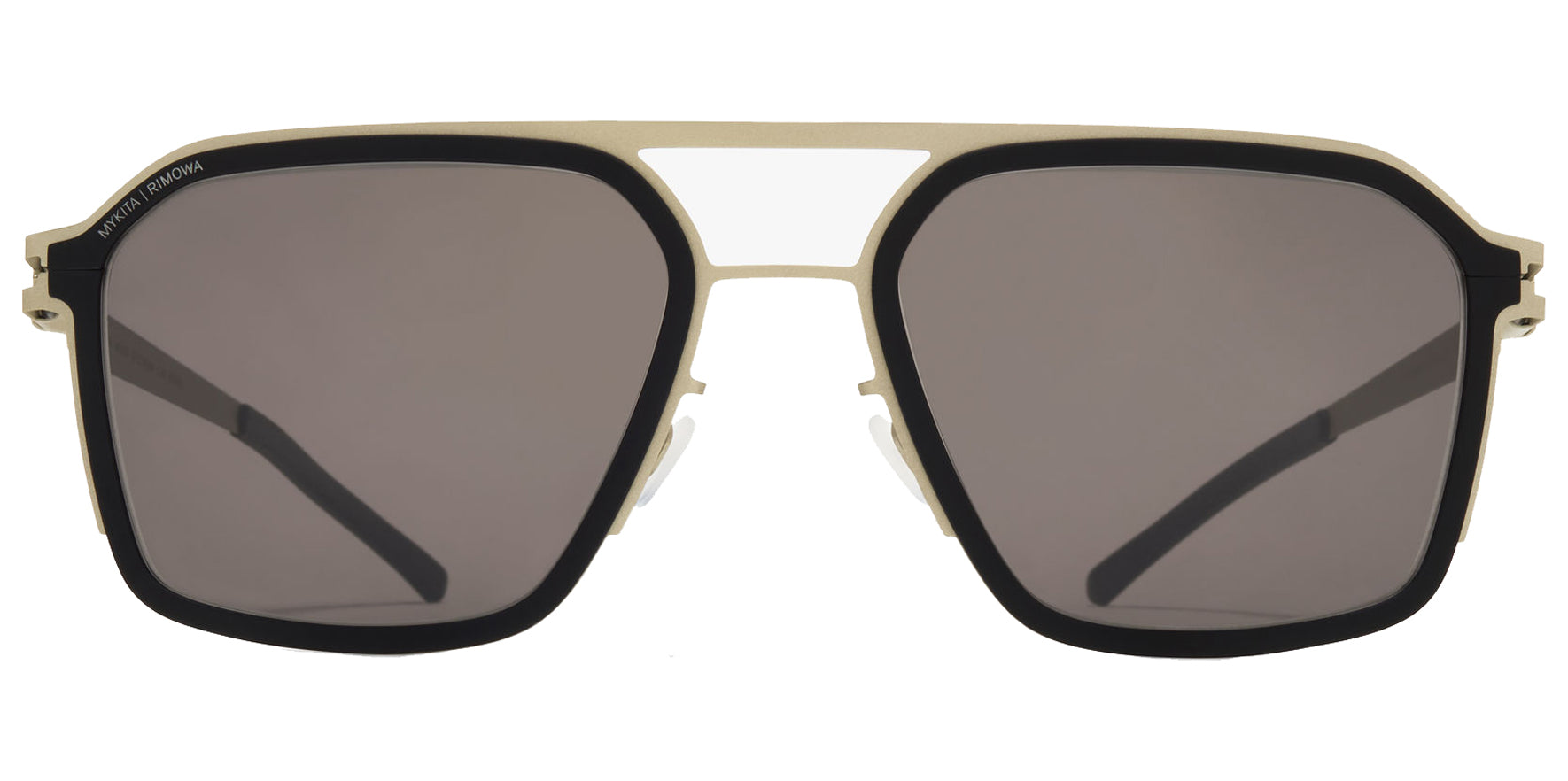 Mykita Rimowa Heritage Titan/Black Navigator Sunglasses MR003-381 Brown Solid Lens 57mm