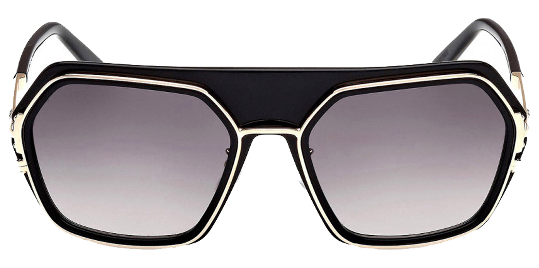 MCM Worldwide Women Shiny Black Geometric Sunglasses MW0018-H-01B Smoke Gradient Lens 56mm