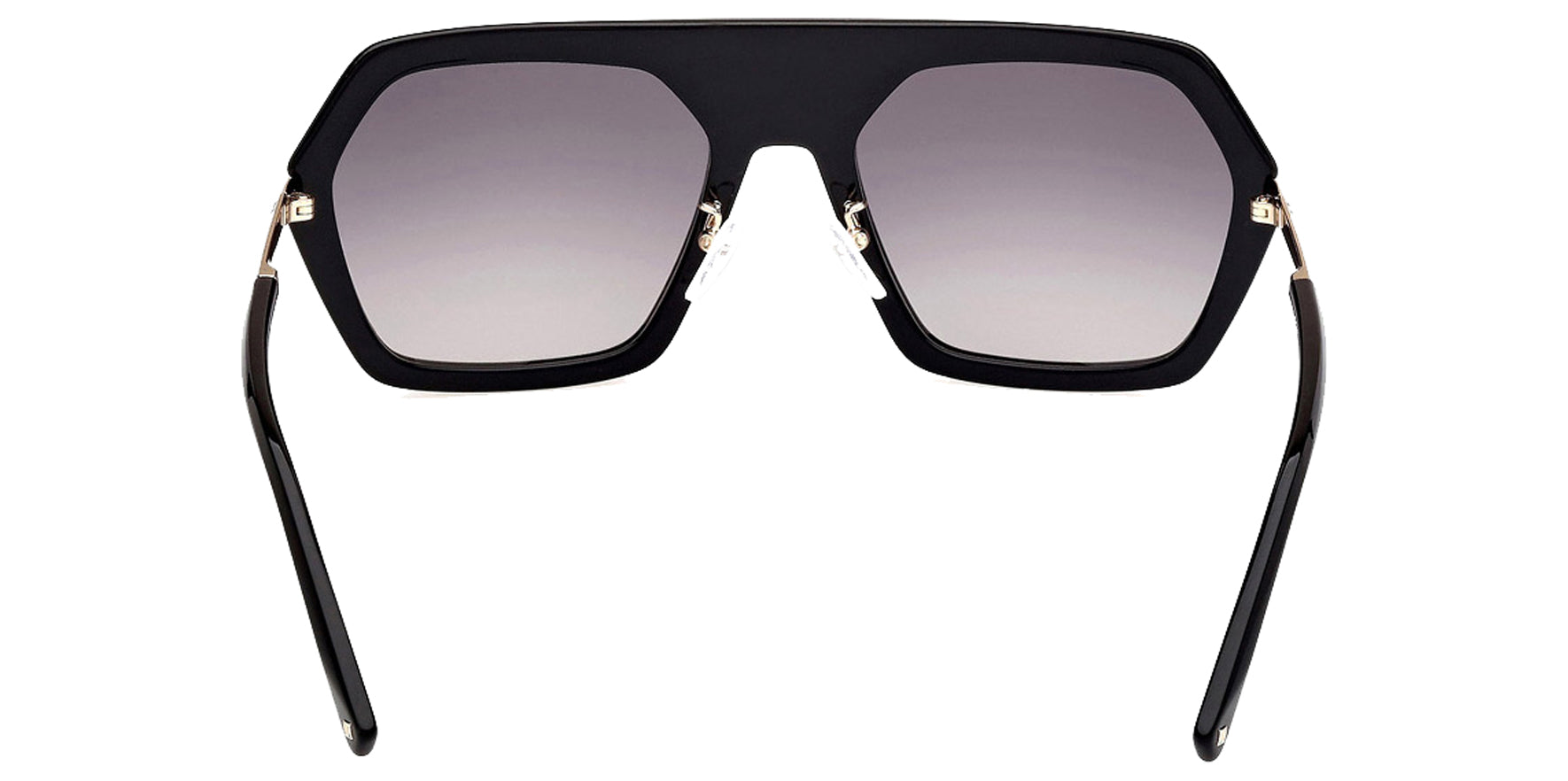 MCM Worldwide Women Shiny Black Geometric Sunglasses MW0018-H-01B Smoke Gradient Lens 56mm
