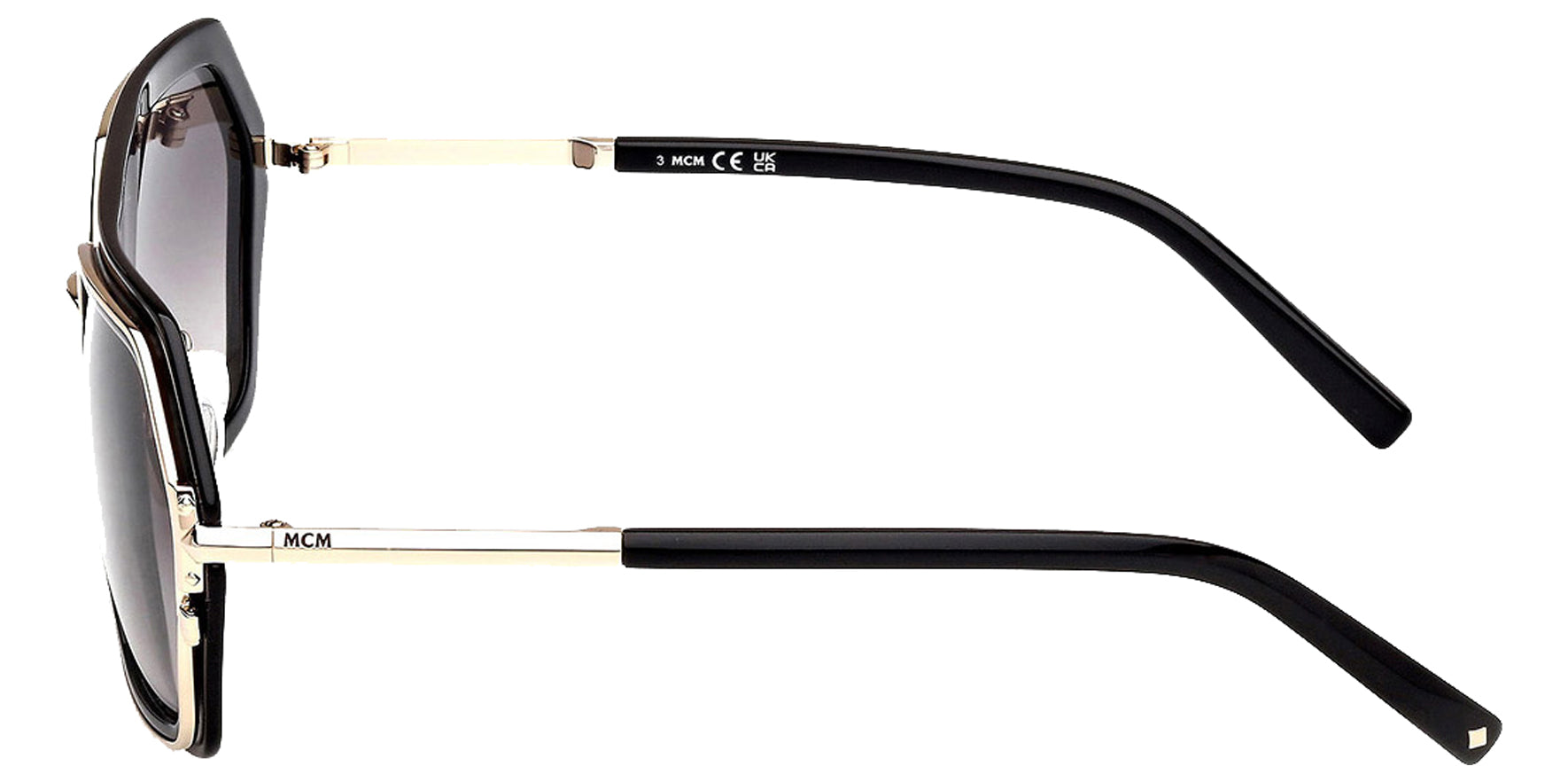 MCM Worldwide Women Shiny Black Geometric Sunglasses MW0018-H-01B Smoke Gradient Lens 56mm