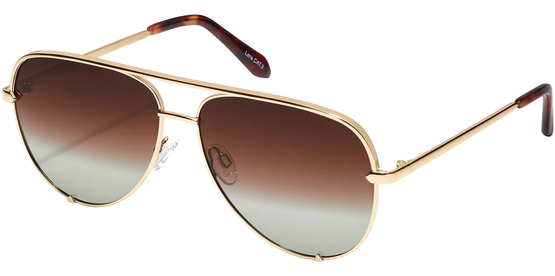Quay High Key Mini Gold-Tone Aviator Sunglasses NO-NS-1606-GLDBRNF Brown Gradient Polarized Lens 53mm