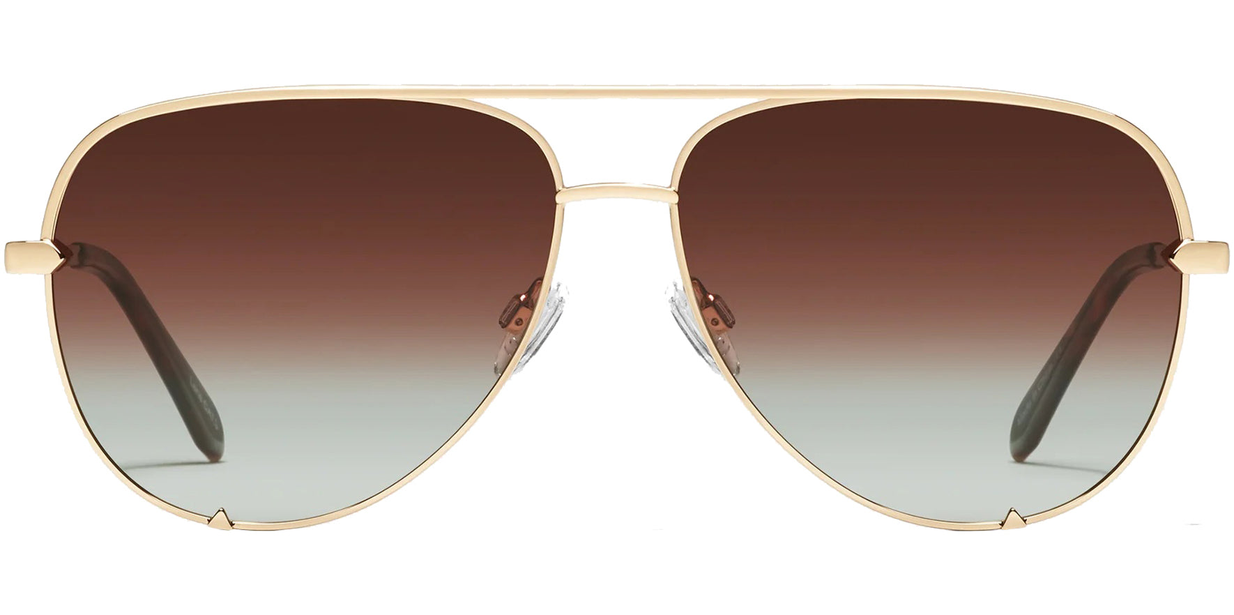 Quay High Key Mini Gold-Tone Aviator Sunglasses NO-NS-1606-GLDBRNF Brown Gradient Polarized Lens 53mm