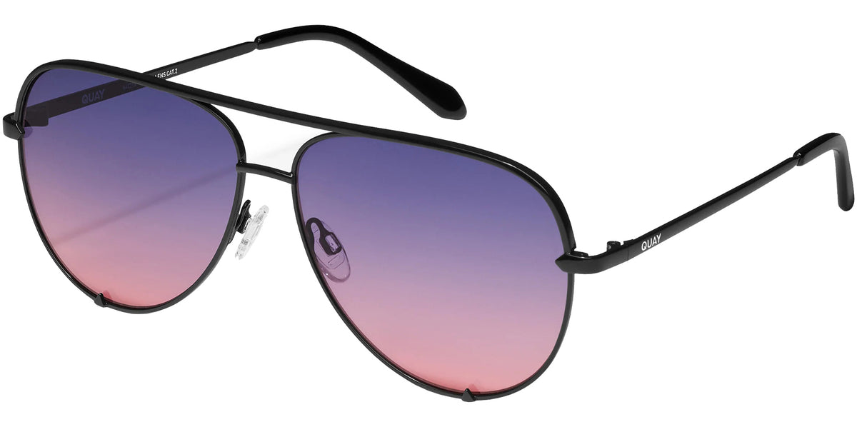 Quay High Key Oversized Black Aviator Sunglasses NO-NS-2342 