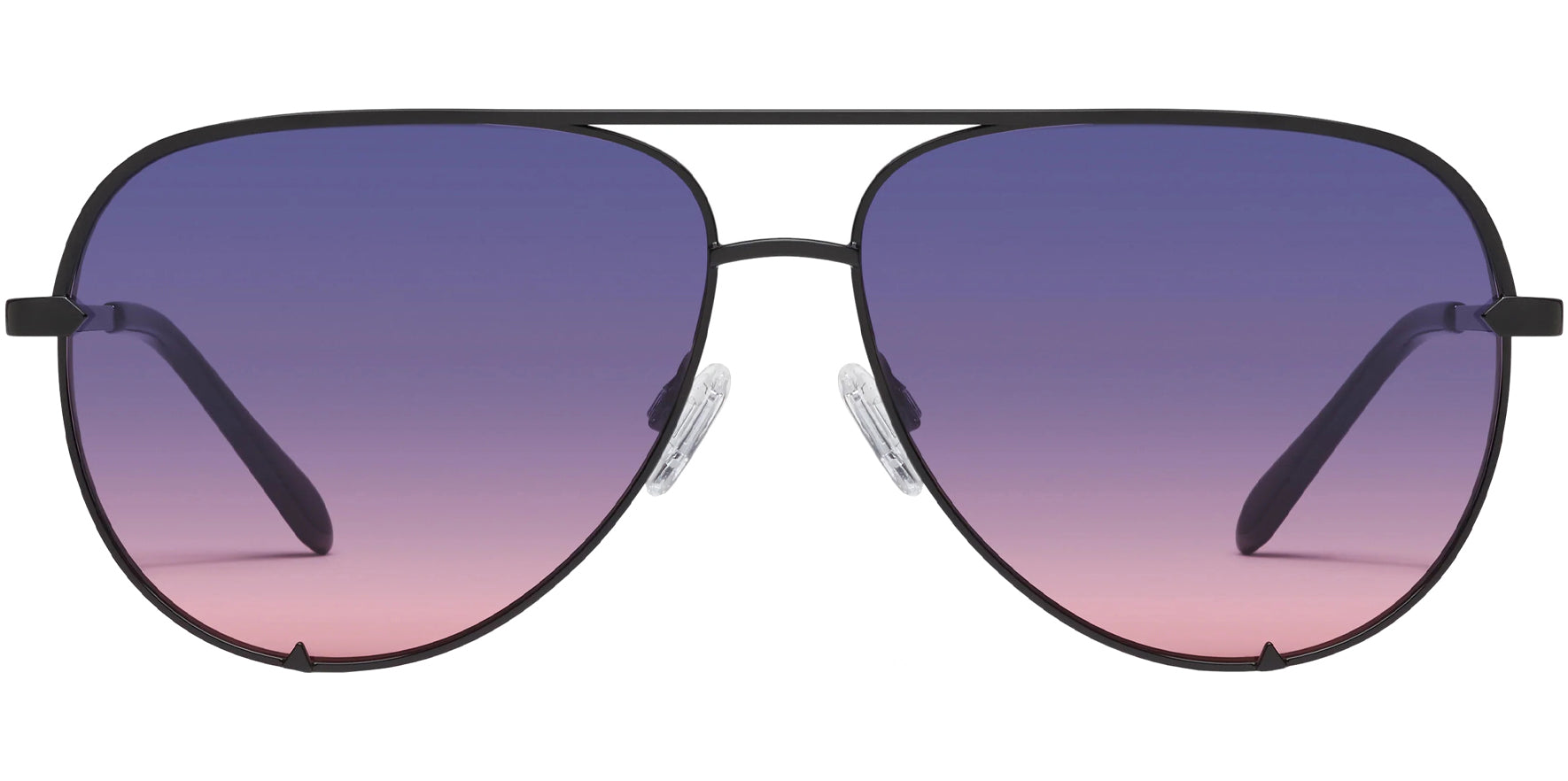 Quay High Key Oversized Black Aviator Sunglasses NO-NS-2342-BLKDSKP Pink Gradient Lens 64mm