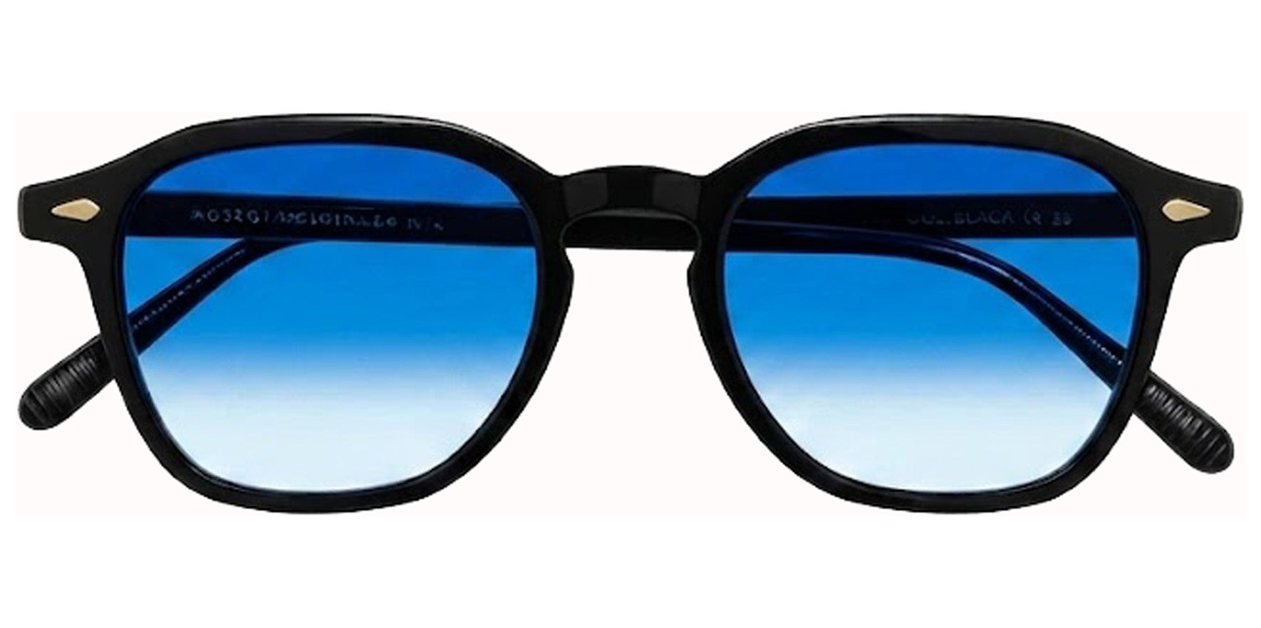 Moscot Vantz Sun Black Soft Square Sunglasses OR-VAN-S50210200-TR Broadway Blue Fade Lens 50mm