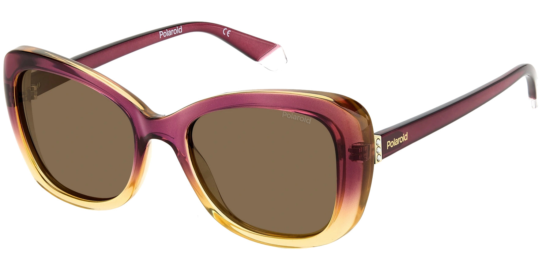 Polaroid Women Crystal Violet Butterfly Sunglasses PLD4132SX-0S2N-SP Brown Polarized Lens 53mm