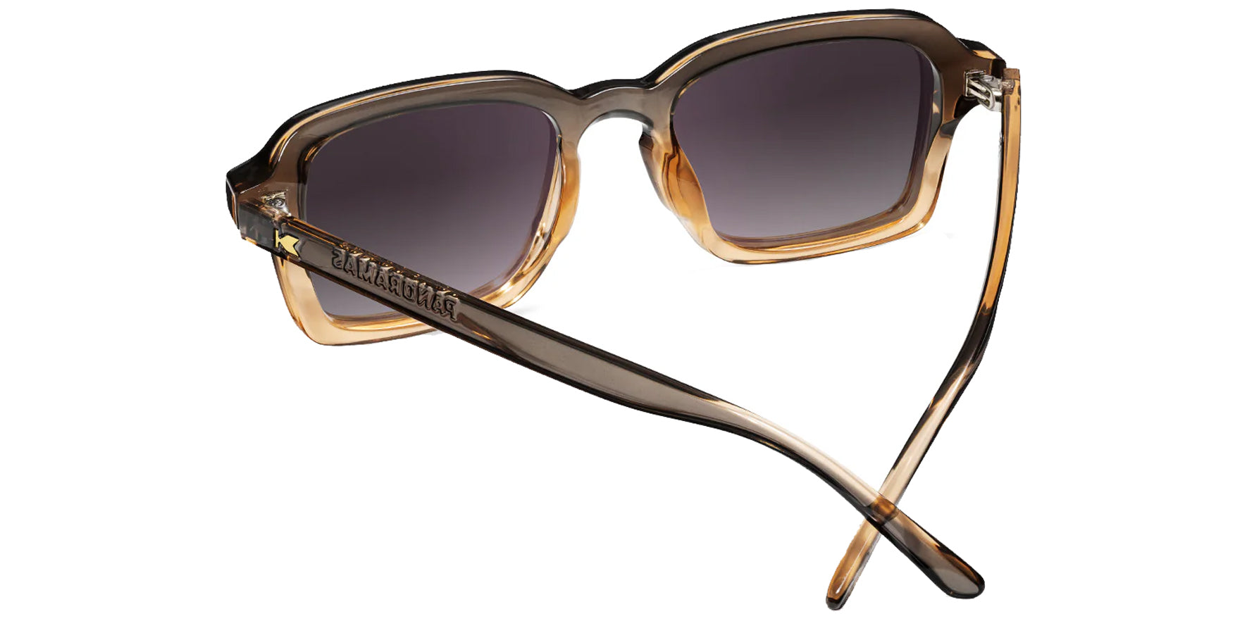 Knockaround Panoramas Cortado Muted Brown/Tan Square Sunglasses PNSG3407 Polarized Black Smoke Gradient Lens 48mm