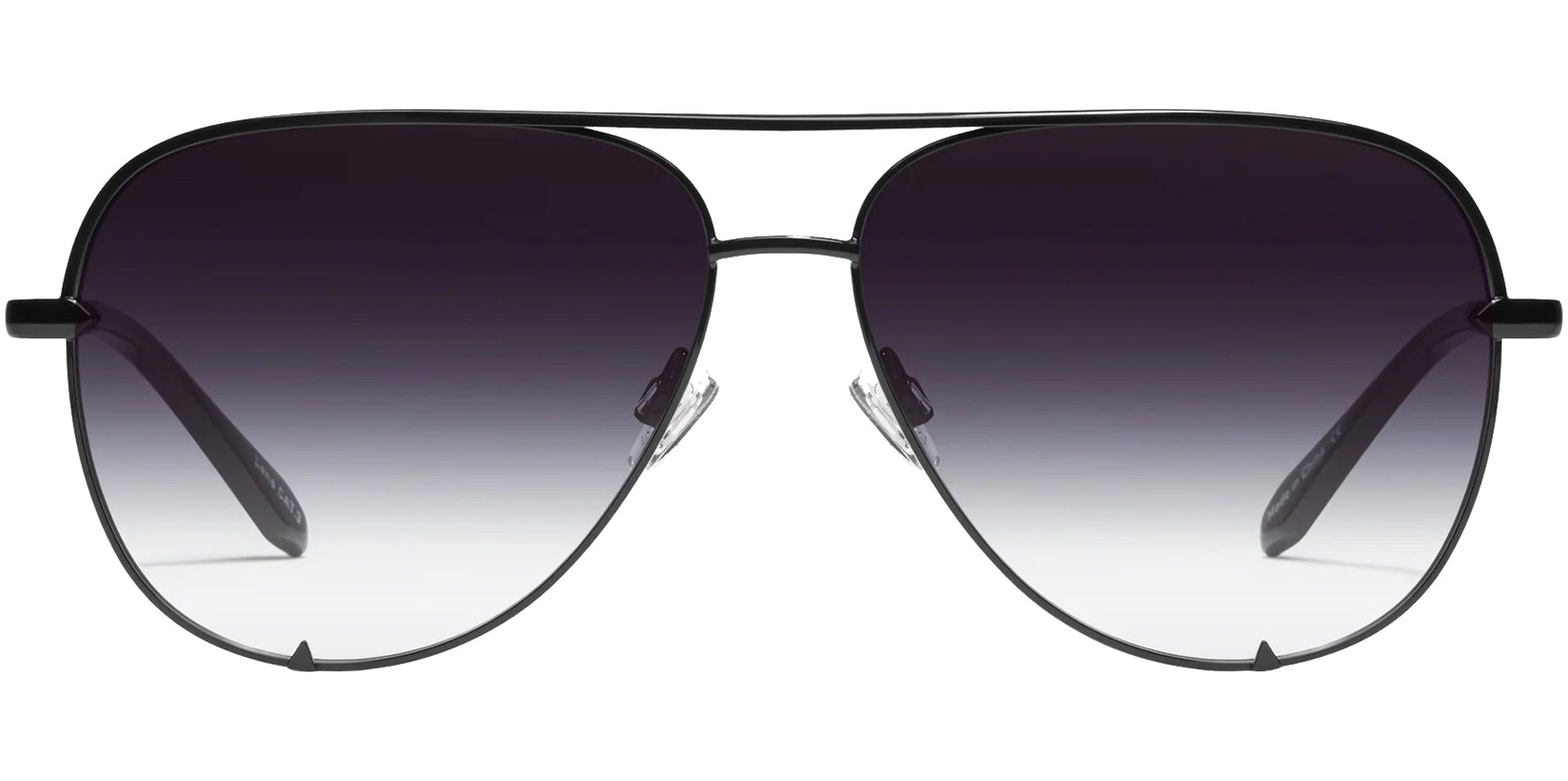Quay High Key Mini Black Aviator Sunglasses QC-000268-BLKFADE Black Gradient Lens 53mm