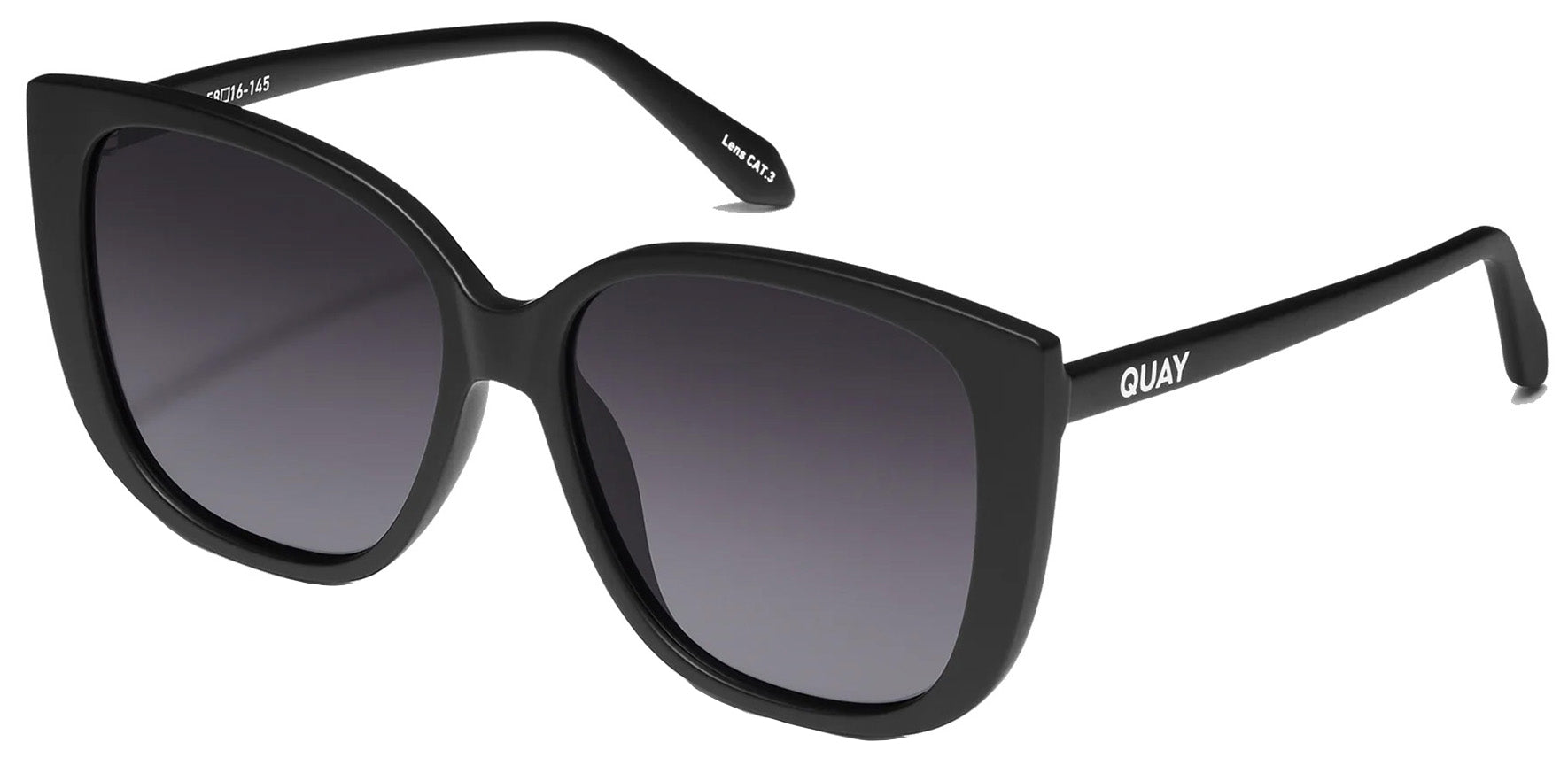 Quay Ever After Women Matte Black Butterfly Sunglasses QW-000579-MATTEBLK Smoke Gradient Lens 58mm