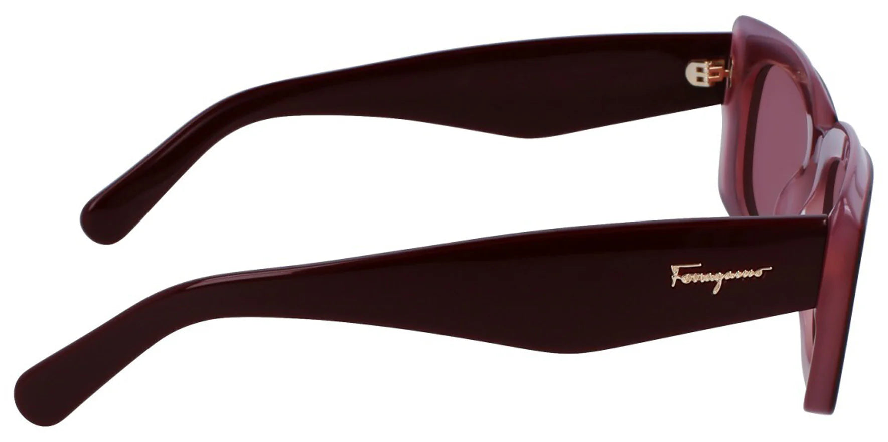 Ferragamo Women Burgundy Rose Rectangular Sunglasses SF1079S-614 Solid Wine Lens 54mm