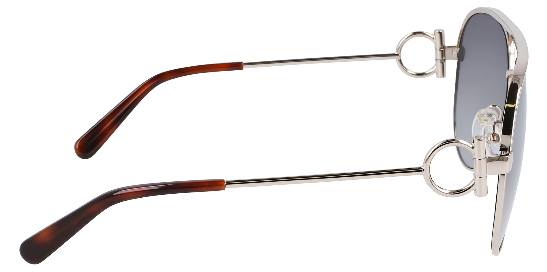 Ferragamo Rose Gold Aviator Sunglasses SF237S-785 Grey Gradient Lens 60mm