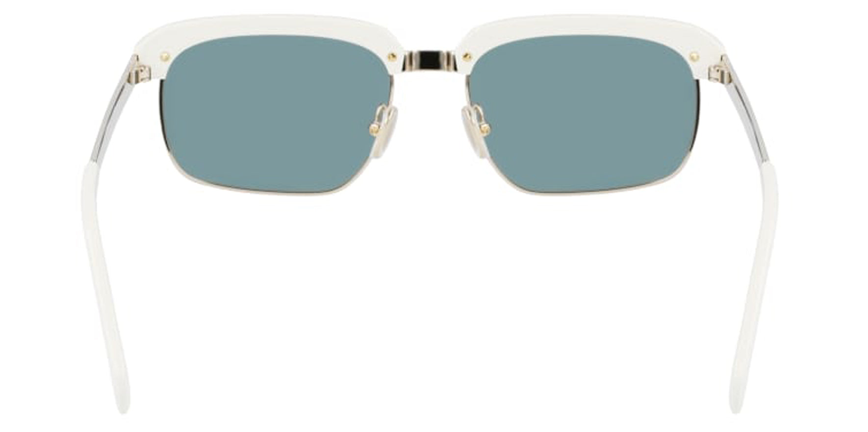 Ferragamo White/Gold-Tone Retro Rectangular Sunglasses SF263S-114 Green Lens 55mm