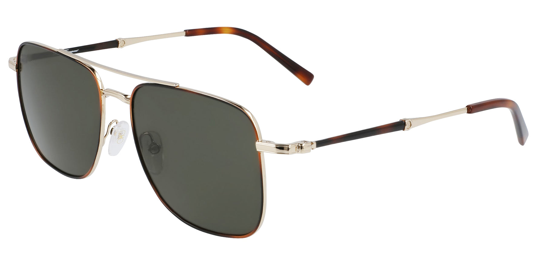 Ferragamo Men Gold-Tone/Tortoise Navigator Sunglasses SF266S-723 Green Lens 56mm