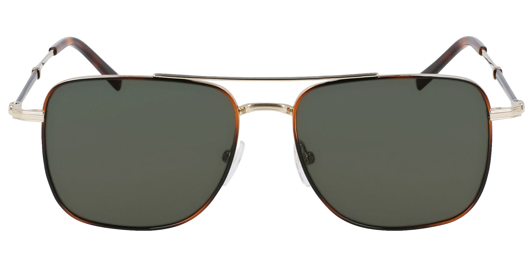 Ferragamo Men Gold-Tone/Tortoise Navigator Sunglasses SF266S-723 Green Lens 56mm