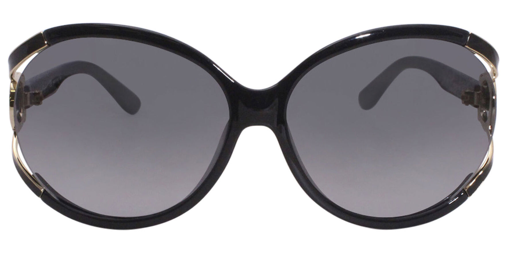 Ferragamo Women Black Oval Butterfly Sunglasses SF600S-001 Grey Gradient Lens 61mm