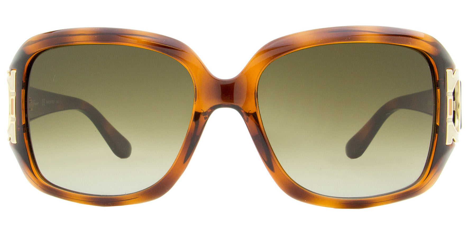 Ferragamo Women Dark Tortoise Rectangular Sunglasses SF666S-238 Brown Gradient Lens 55mm