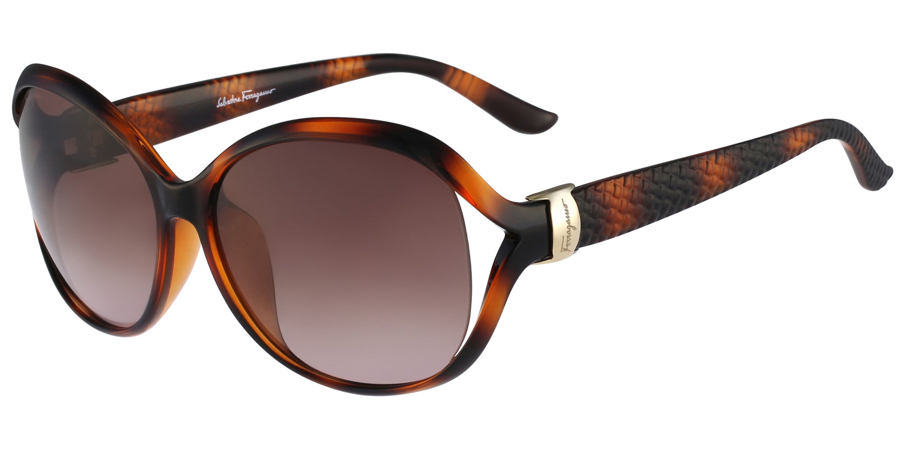 Ferragamo Women Tortoise Oval Sunglasses SF770SA-214 Brown Gradient Lens 61mm