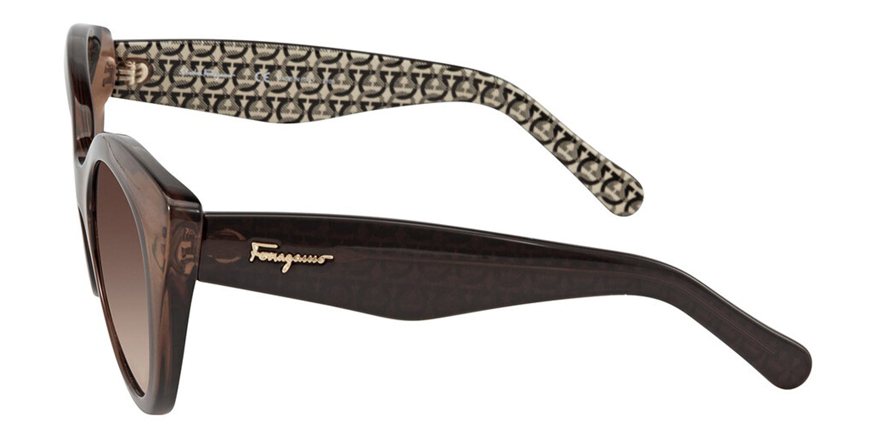Ferragamo Women Crystal Brown Round Butterfly Sunglasses SF964S-210 Brown Gradient Lens 54mm
