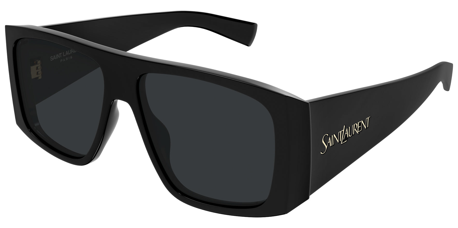 Saint Laurent Women Black Flat-Top Rectangle Sunglasses SL832-001 Grey Lens 57mm