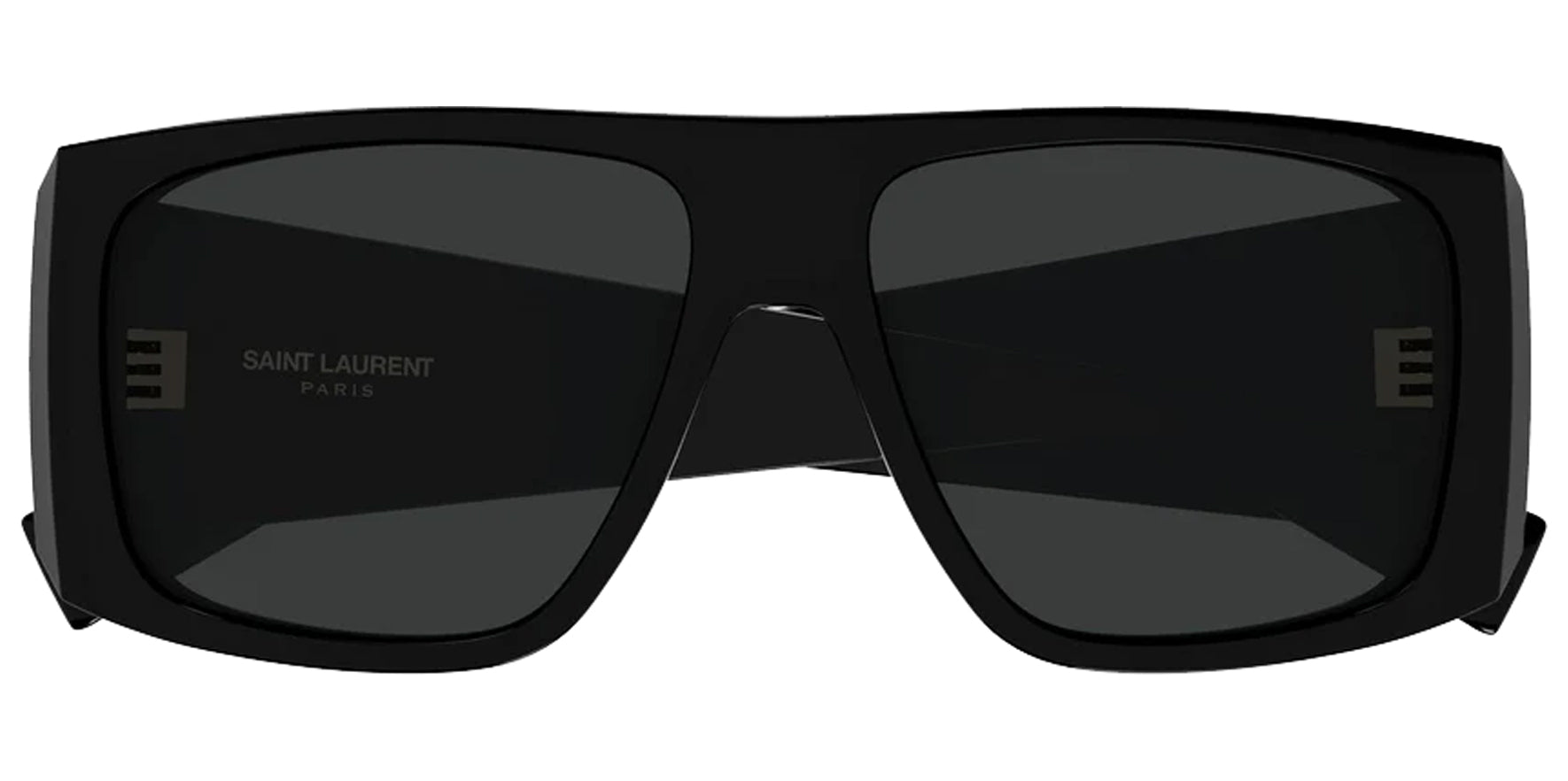Saint Laurent Women Black Flat-Top Rectangle Sunglasses SL832-001 Grey Lens 57mm