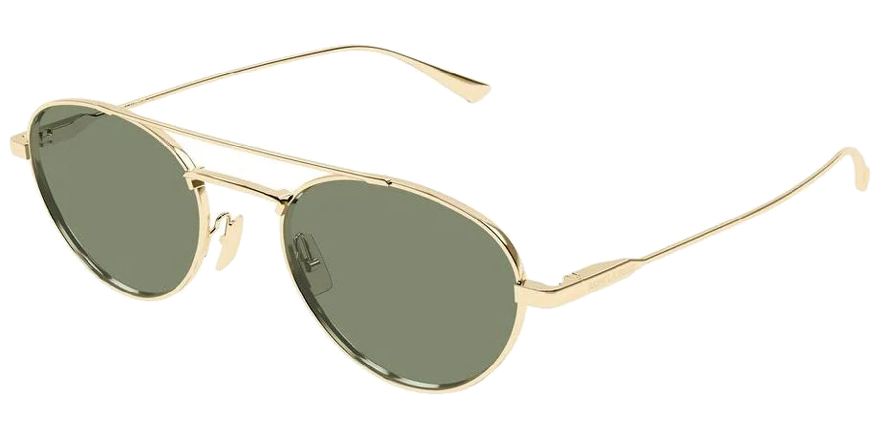 Saint Laurent Women Light Gold-Tone Aviator Sunglasses SL97-004 Green Lens 51mm