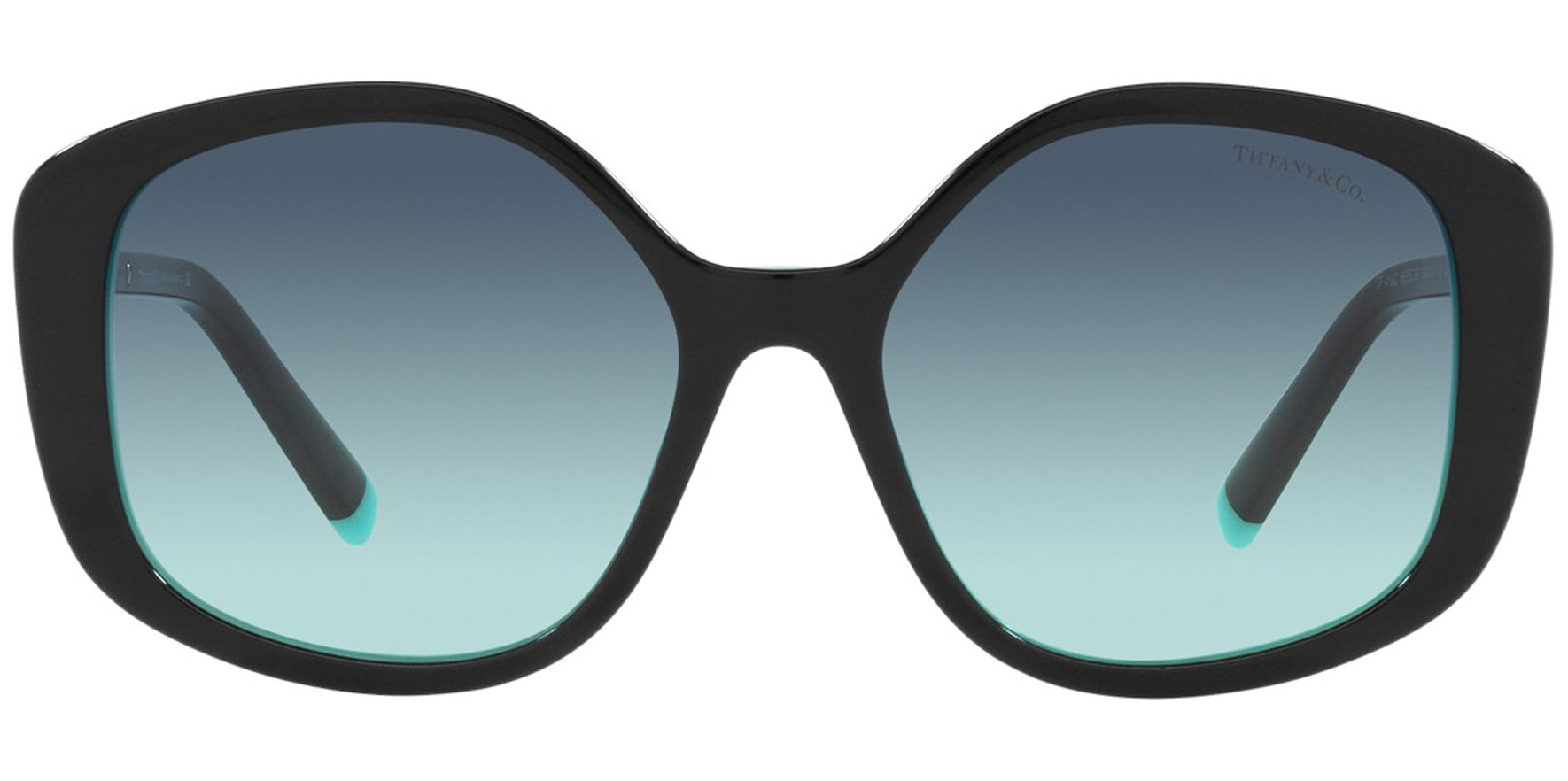 Tiffany & Co. Women Black on Tiffany Blue Irregular Sunglasses TF4192-80559S Azure Blue Gradient Lens 54mm