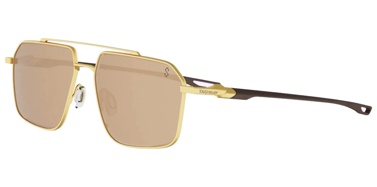 Tag Heuer Gold-Tone Geometric Square Sunglasses TH40066U-5731H Brown Lens 57mm