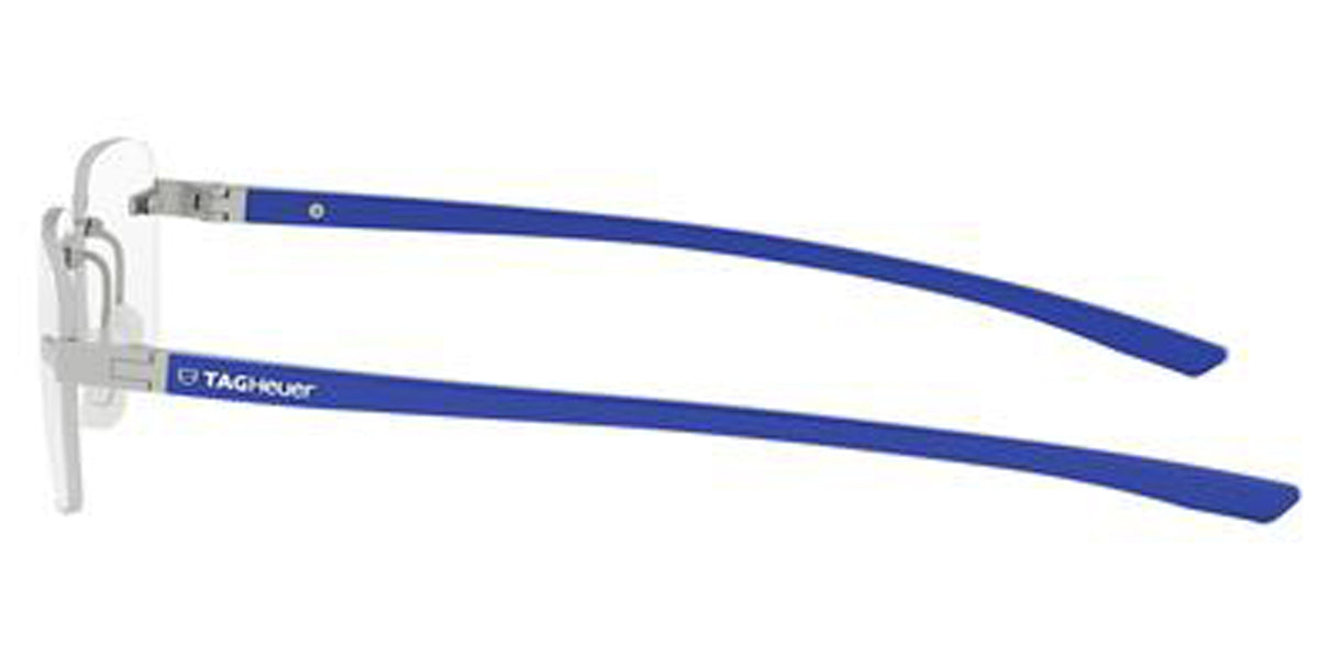 Tag Heuer Men Matte Silver-Tone/Blue Rectangular Eyeglasses TH50030U-54017 Clear Demo Lens 54mm