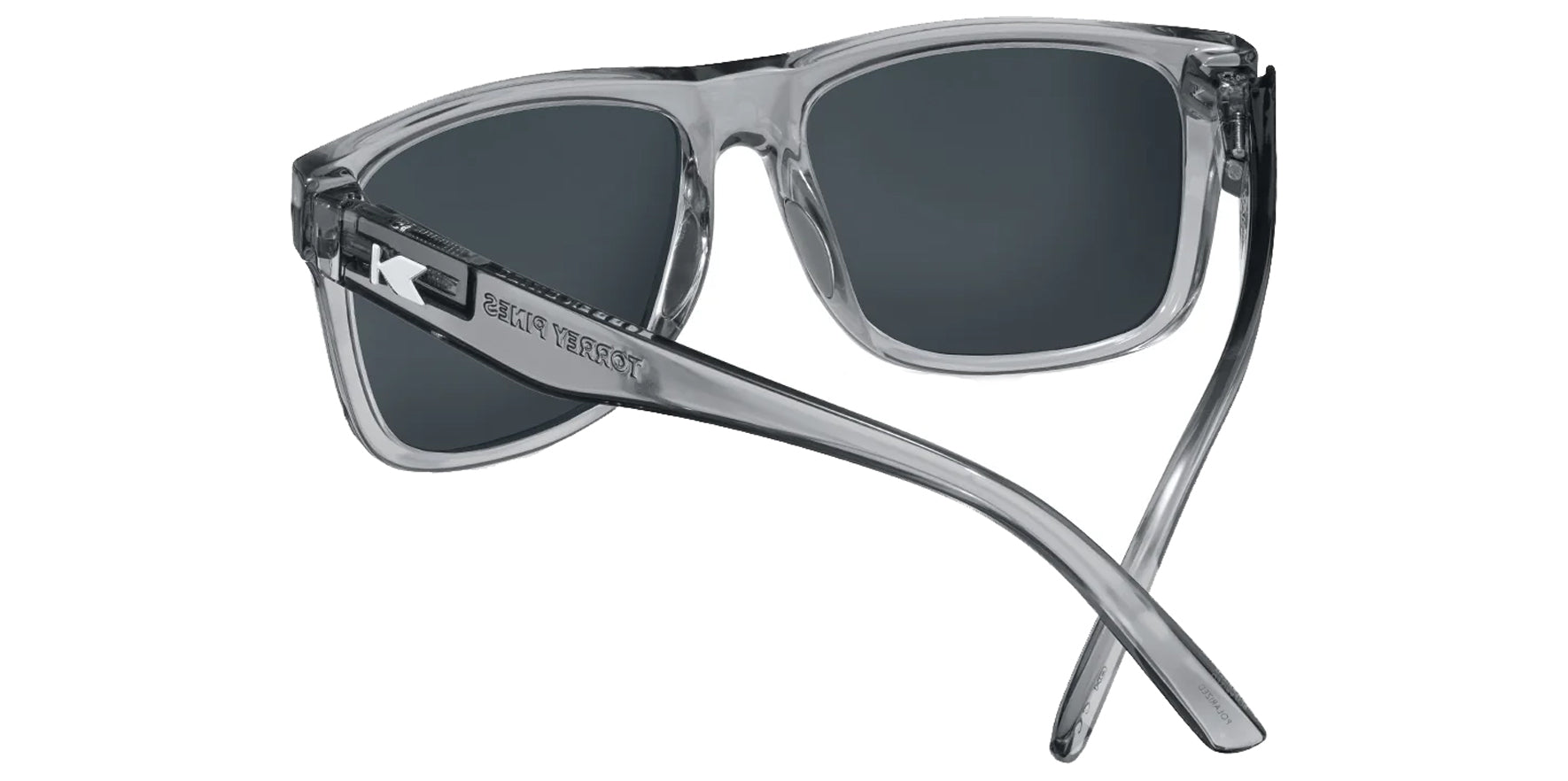 Knockaround Torrey Pines Sport Glossy Clear Grey Square Sunglasses TSAQ3432 Polarized Aqua Mirrored Lens 58mm