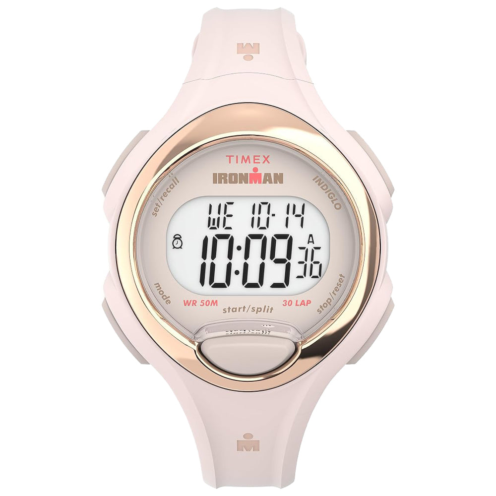 Timex Ironman Triathlon Essential 30 Women's Pink Resin Watch, Round 34mm Case - TW2W174009J