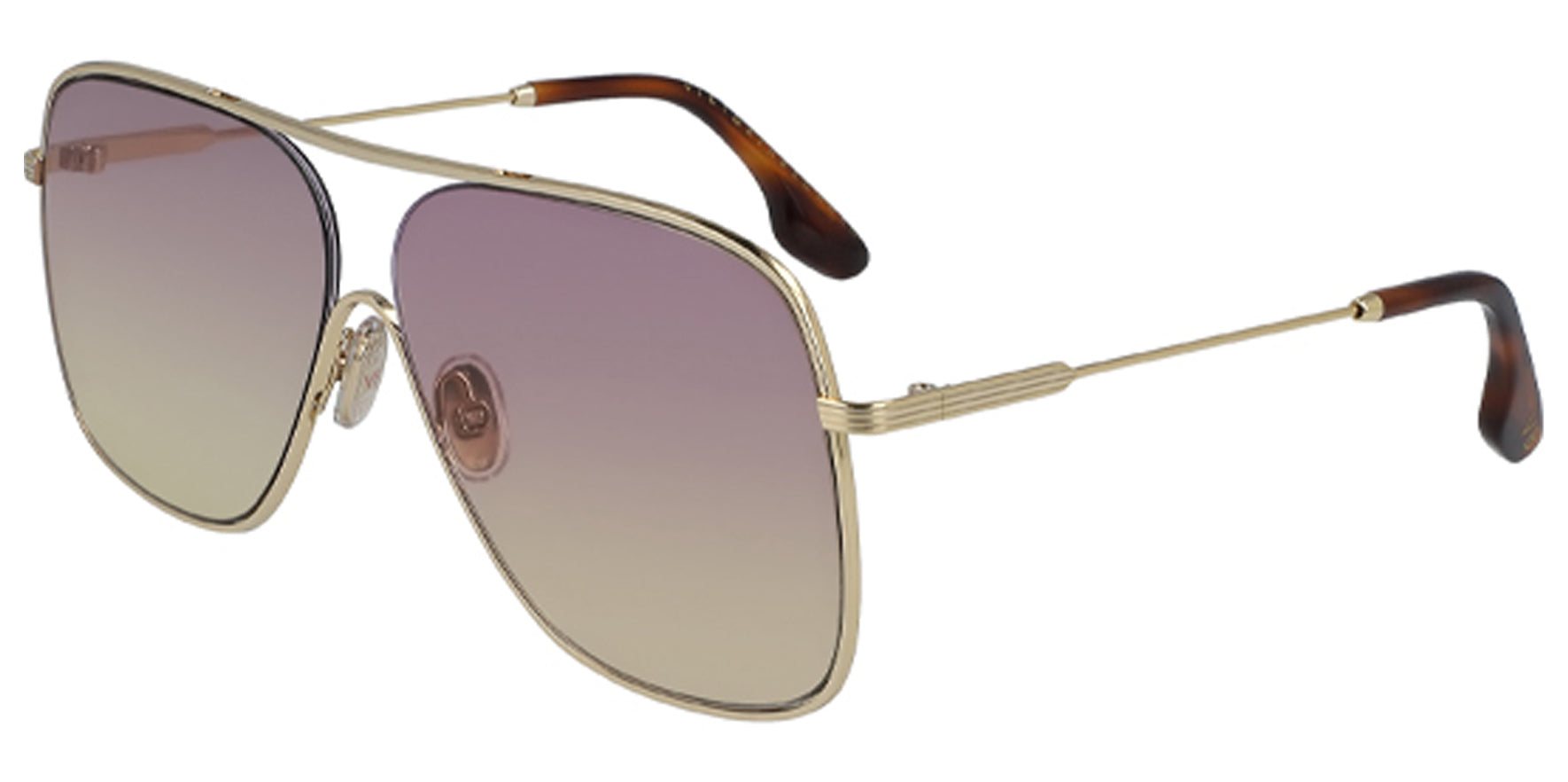 Victoria Beckham Women Gold-Tone Oversize Cutaway Navigator Sunglasses VB132S-707 Pink Yellow Gradient Lens 61mm