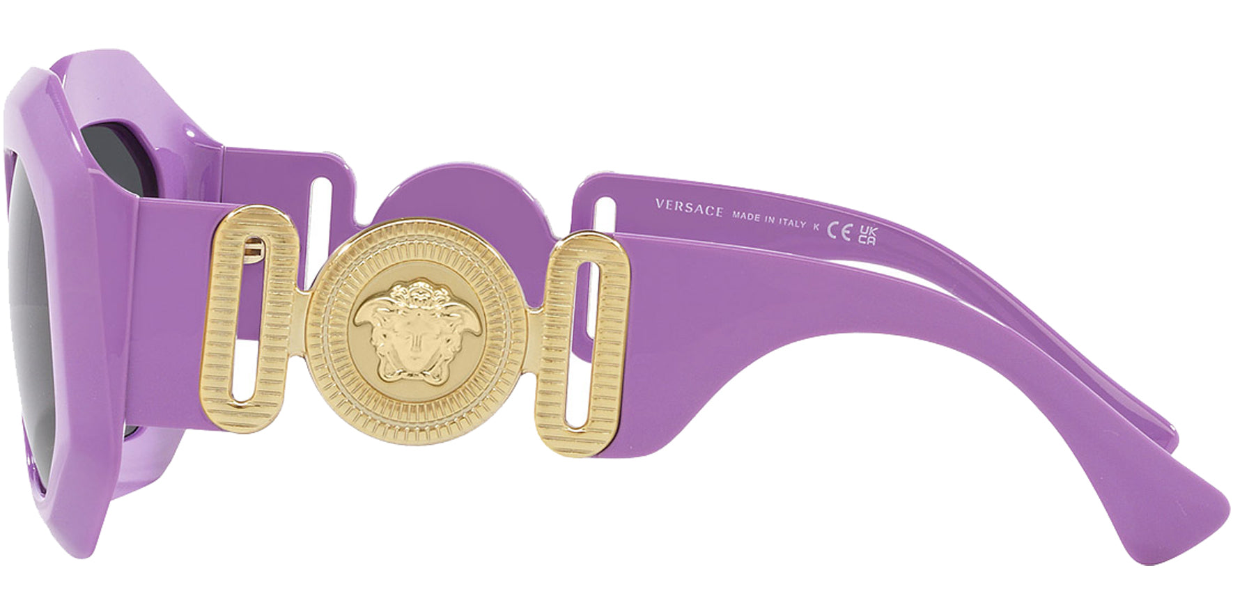 Versace Women Violet Geometric Rectangle Sunglasses VE4424U-536687 Dark Gray Lens 56mm