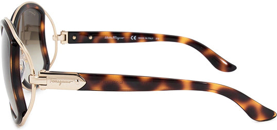 Ferragamo Women Dark Tortoiseshell Round Sunglasses SF719S-238 Brown Gradient Lens 52mm